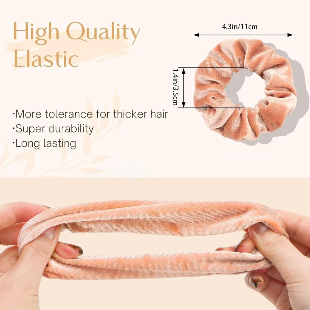 12 Pack Hair Scrunchies Premium Velvet Scrunchy Elastic Hair Bands for Girls, Wo - Picture 4 of 7